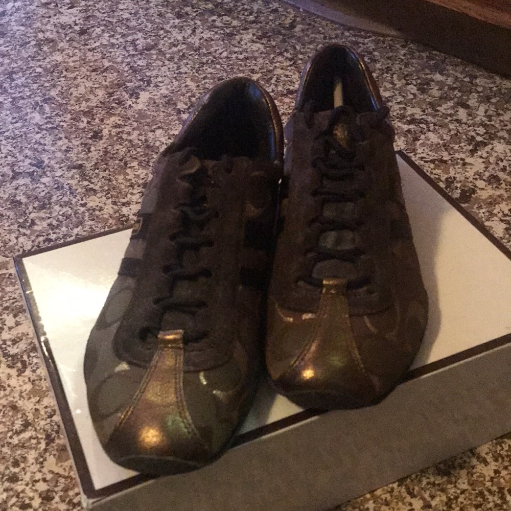 Coach Kate 12CM MET/MET/SD Metallic Bronze and Brown Sneakers - Picture 8 of 16
